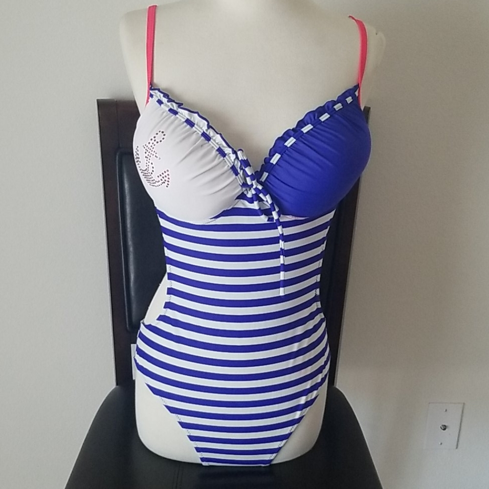 Monokini blue white n anchor #8